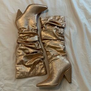 Gold rhinestone boots